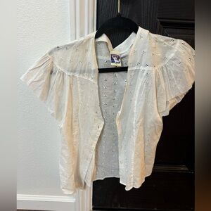 VINTAGE EYELET WHITE SHORT SLEEVE BLOUSE